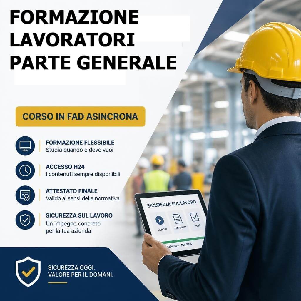 Corso di formazione lavoratori parte generale sulla sicurezza sul lavoro in FAD asincrona da 4 ore