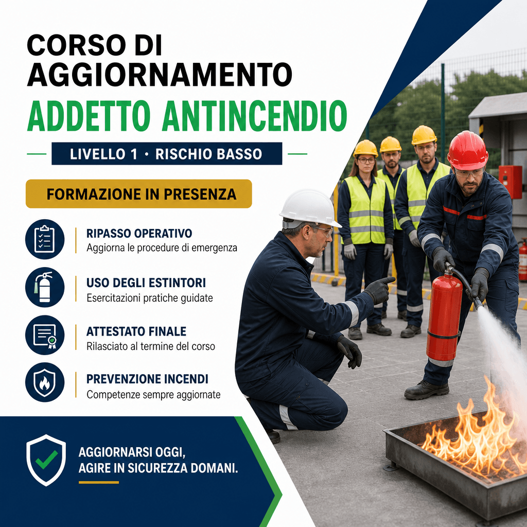 AGGIORNAMENTO ADDETTI ANTINCENDIO, LIVELLO 1 - 2 ORE